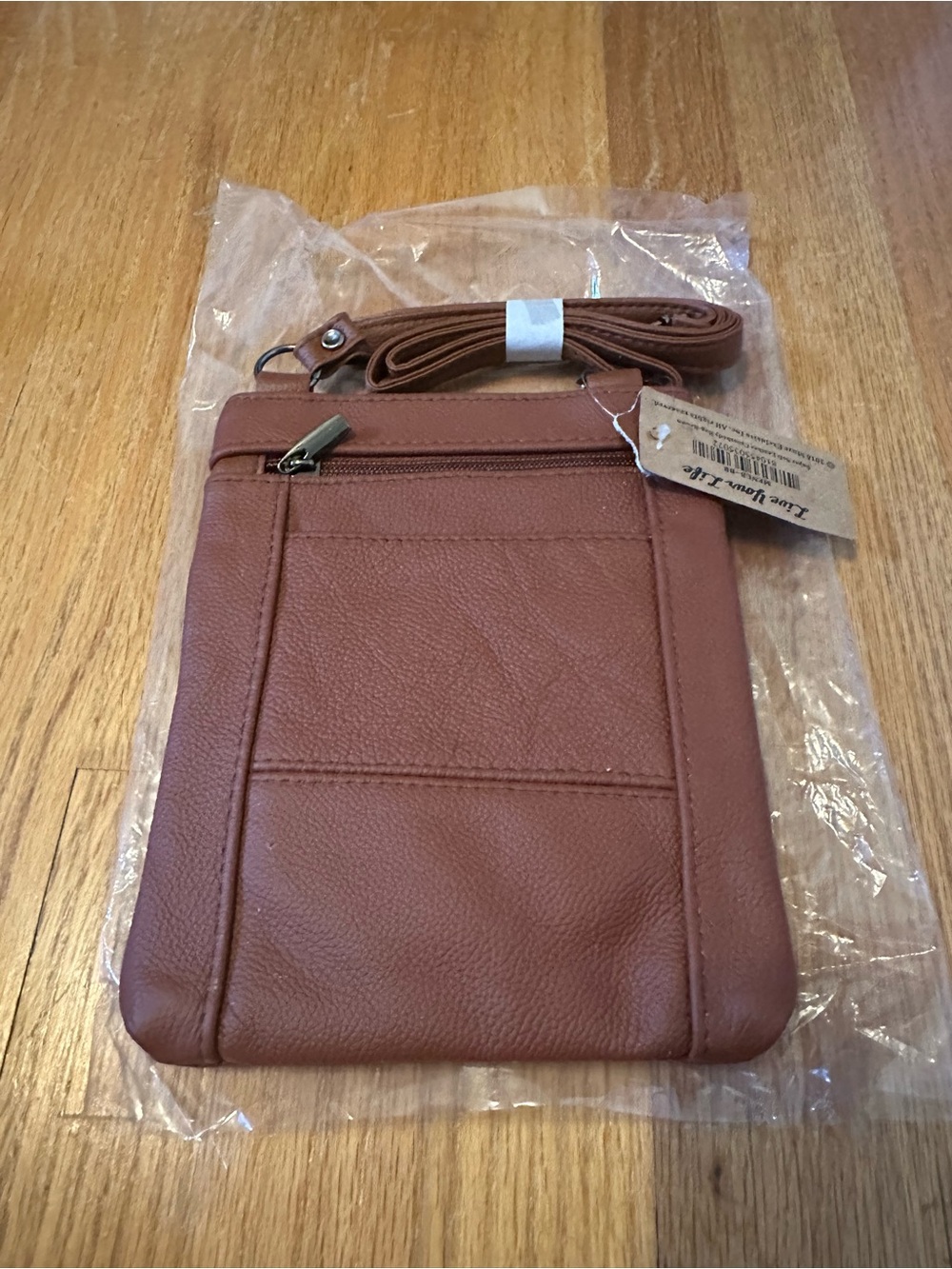 NWT Genuine Brown Leather crossbody bag Maze Exclusive phone purse